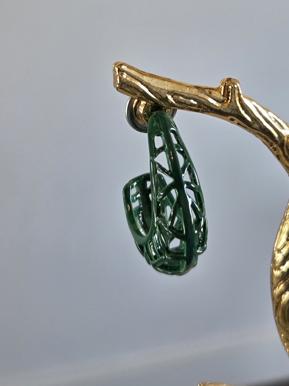 Green Lattice Hoop Earrings - Women Jewelry